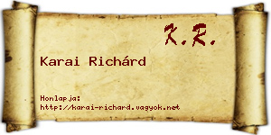 Karai Richárd névjegykártya
