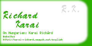 richard karai business card
